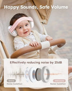 Infant wearing Yoofoss noise cancelling headphones