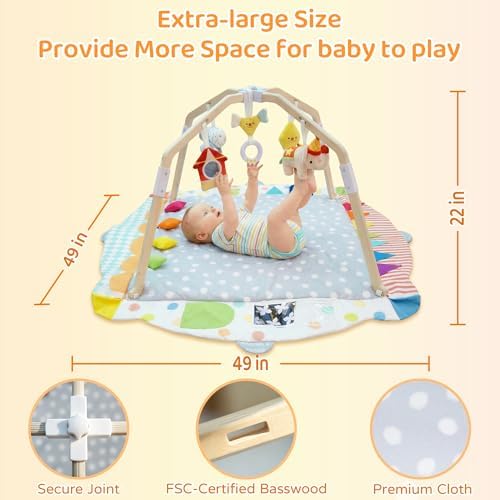 Folded Kizfarm baby play gym for easy storage