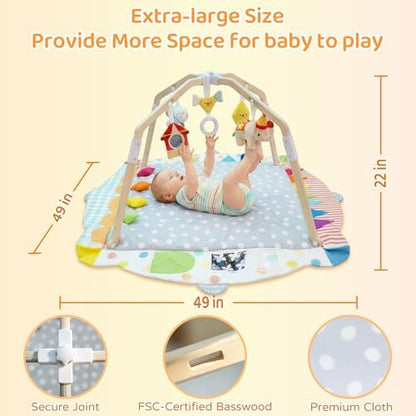 Folded Kizfarm baby play gym for easy storage