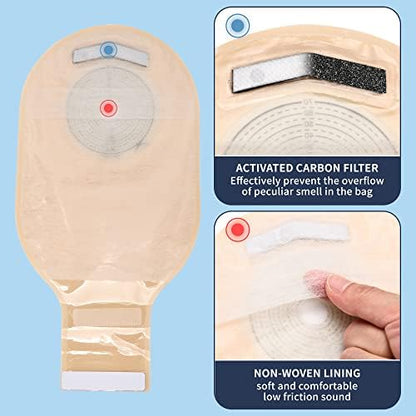 GEYIWSSXY drainable pouches for ileostomy stoma care showing the medical grade adhesive baseplate
