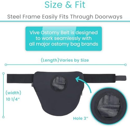 Vive ileostomy support band with zippered bottom for easy emptying
