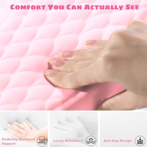 Side profile of Aikya pink nail hand rest cushion