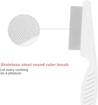 Pet deshedding slicker tool from the WOOPSOO collection highlighting the safe stainless steel teeth for sensitive animal skin.