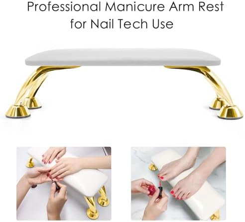 White microfiber leather manicure hand rest on salon table
