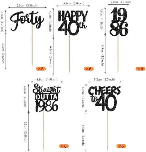 Straight Outta 1986 glitter cupcake picks for 40th birthday