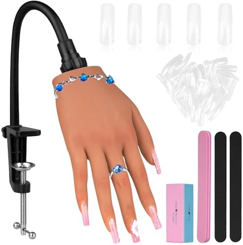 Imene silicone nail practice hand with stand front view