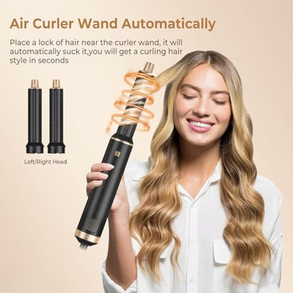 UKYITU upgrade hot air brush with the smoothing brush attachment being used on long straight hair.