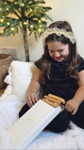Side view of Brooklyn Neutral children wooden xylophone showcasing the thick poplar wood frame construction