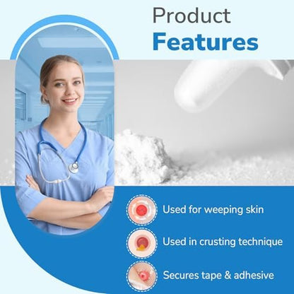 Side profile of Heagimed stoma adhesive powder bottle showcasing the application nozzle.