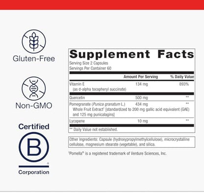 Metagenics CardioLux HDL nutritional facts panel and premium vegetarian ingredient list.