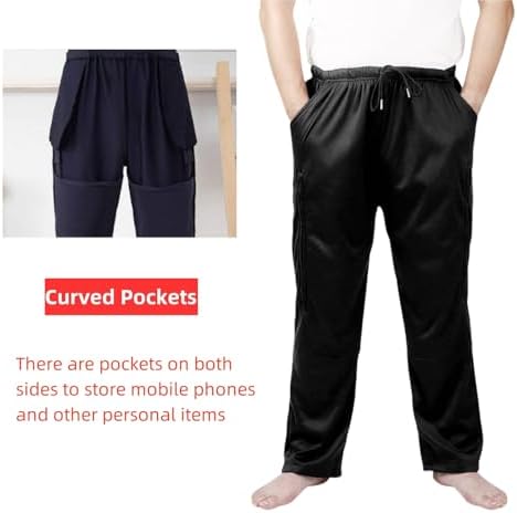 Unisex adaptive medical pants for seniors and post-surgery recovery.