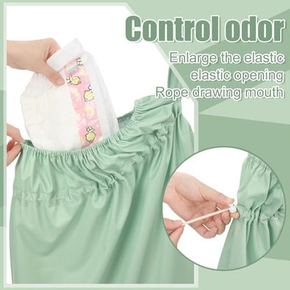 Nuogo diaper pail liner showing hanging strap and waterproof fabric