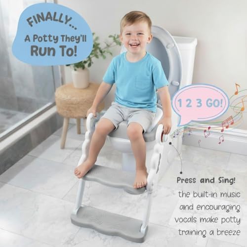 Close up view of the cushioned baby potty seat with built in splash guard protection