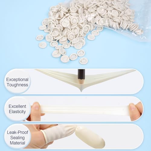 Flexible latex thumb protectors demonstrating high elasticity and tear resistance.