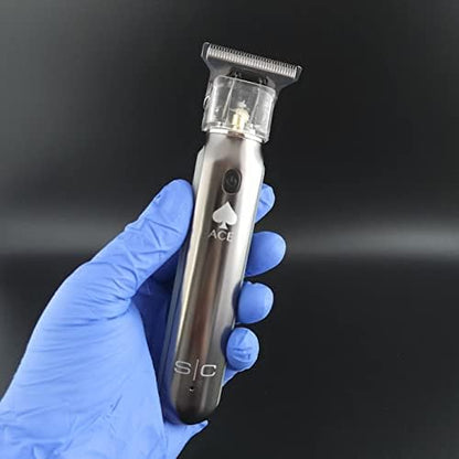 Sleek under five ounce precision trimmer illustrating the ergonomic handle and power switch