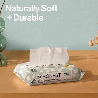 The Honest Company 100% Pure Organic Cotton Dry Wipes, Hypoallergenic, Multi-Use, Baby Facial Cloths, 192 Count - Image 5