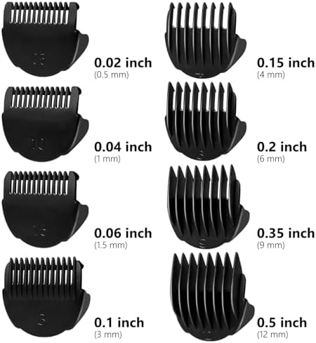 CR8GR8 replacement clipper guides arranged sequentially from 0.5 millimeter to 12 millimeter lengths