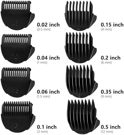 CR8GR8 replacement clipper guides arranged sequentially from 0.5 millimeter to 12 millimeter lengths