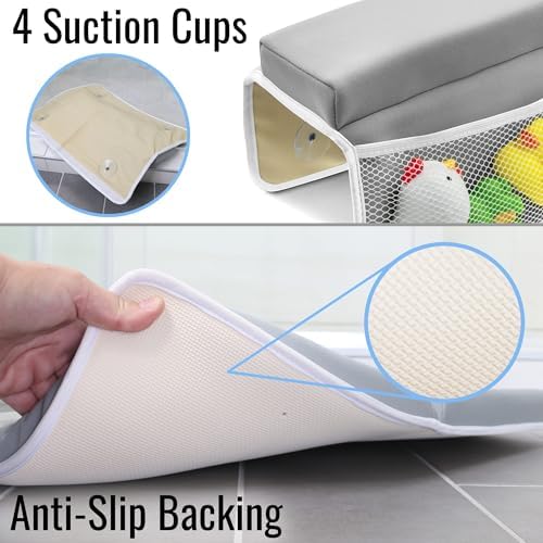 HealthSmart elbow and knee saver bathtub setup demonstrating the secure suction cup attachment