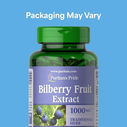 Puritan's Pride Bilberry 180 rapid release softgels supplement facts and ingredient label