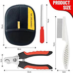 Complete pet grooming kit accessories organized together for home use