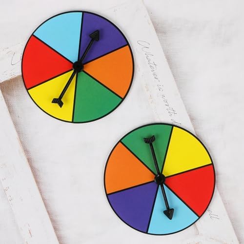 Close up of dry-erase surface on Midelong rainbow math spinner wheel.