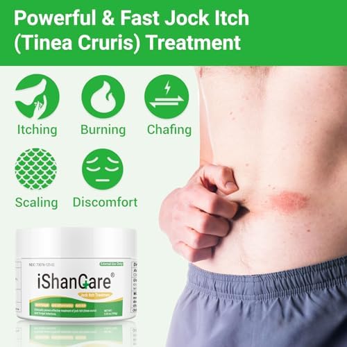 Ishancare herbal antifungal treatment tube showing instructions for treating tinea cruris.