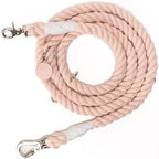 Lucy and Co. rosewater pink rope leash with silver hardware