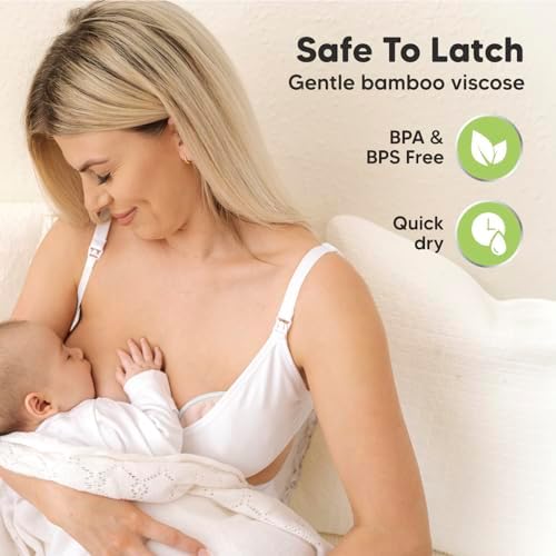 Top view of KeaBabies organic bamboo nursing pads in pastel colors
