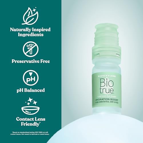 Bausch and Lomb Biotrue moisturizing eye drops bottle with Hyaluronan formula.