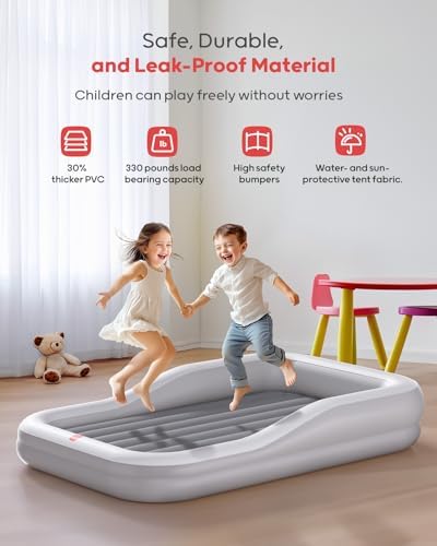 QPAU portable children air bed with mosquito net tent being used for outdoor camping