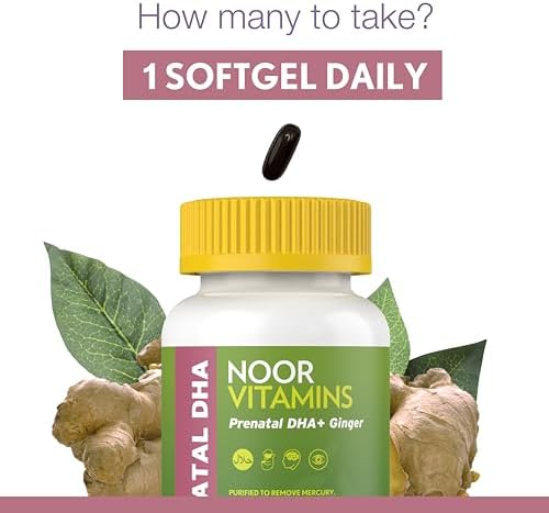 Noor Vitamins prenatal DHA and ginger supplement packaging