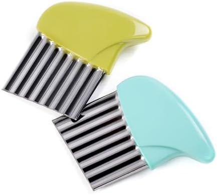 Wavy edge potato chopper slicing fresh vegetables into french fry shapes