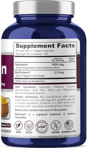 NusaPure Quercetin 200 vegetable capsules label details