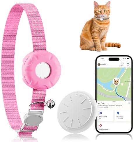 ZFSJTAG pink cat tracker collar demonstrating the breakaway safety elastic buckle