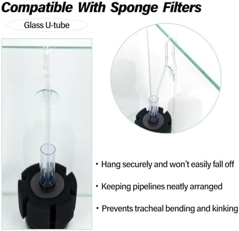 Sleek and clear aquarium airline tubing routing setup using glass U-tubes.