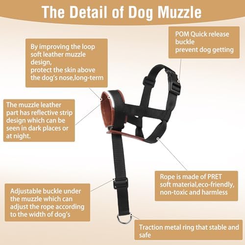 AoKayzu breathable puppy muzzle loop allowing panting and drinking water