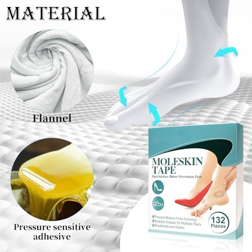 Applying pre-cut moleskin pads to the heel for friction reduction