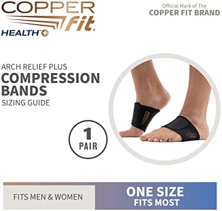 Two-pack Copper Fit Health Arch Relief Plus wraps displayed on a white background.