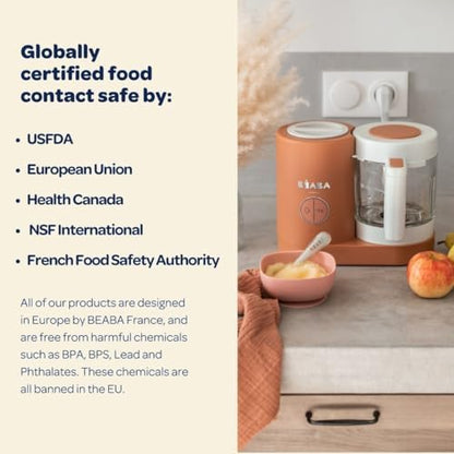 Eco friendly infant food maker showing multi stage blending texture options