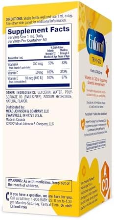 Enfamil vitamin A C and D drops box and bottle layout