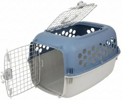 Small 2-Door Dog Kennel for Up to 25 lbs, Portable Travel Crate, Blue | Helps Create Security & Better Behavior Management;Lightweight & Easy to Carry;Dual-Door Convenience for Easier Interaction - Image 2