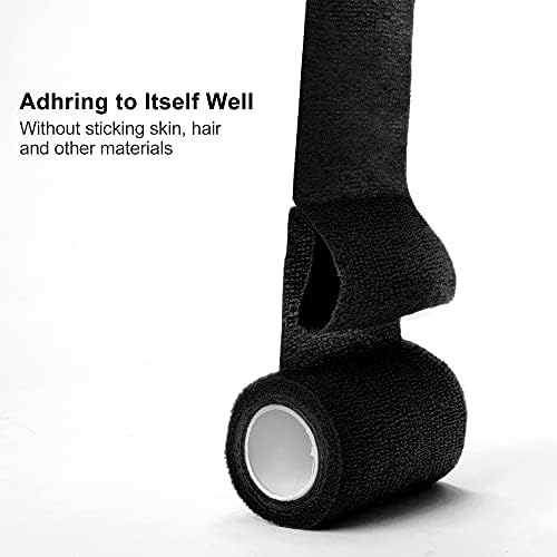 Black cohesive bandage wrap used as a tattoo machine grip cover.