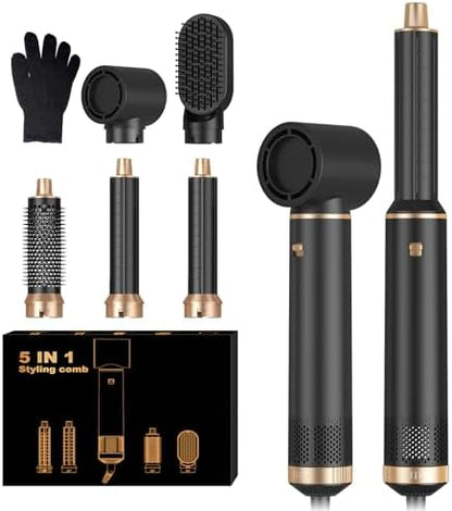 UKYITU negative ion blow dryer brush showing the air curling wrap barrel attachment creating bouncy curls.