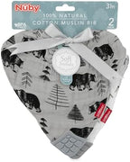 Rear view of Nuby teething bib with secure Velcro closure.