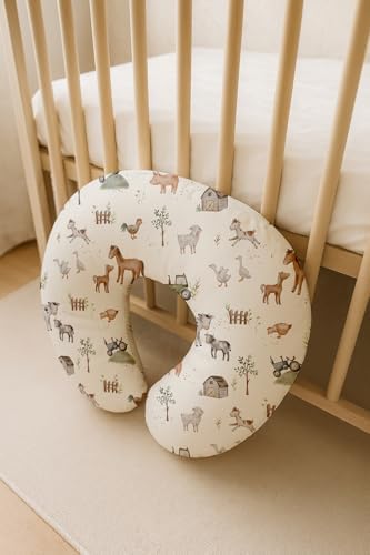 Woodiville nursing pillow cover set in nursery setting