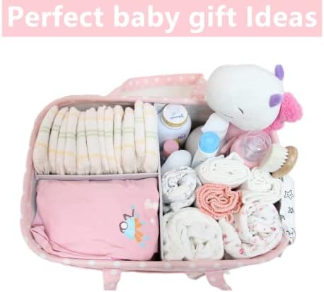 QiANBiRD pink polka dot baby changing table organizer tote bag