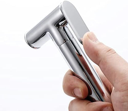 Ergonomic metal toilet sprayer head side profile