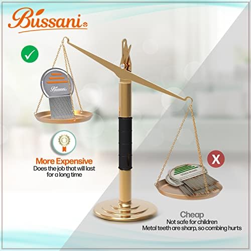 Bussani lice treatment comb packaging highlighting the CE certificate and safety standards.