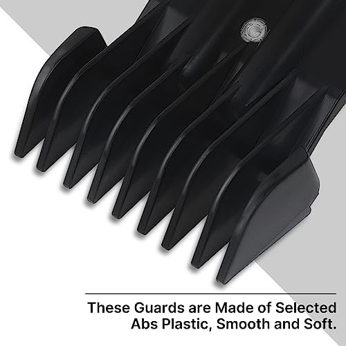Top view of the durable black trimmer guard teeth designed for smooth hair blending and precision clipping